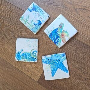 NWT 4 PIECE GANZ COASTER SET. #6449